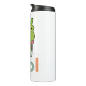 Schattige Kawaii Kikker Bubble Tea Cool Typografie Thermosbeker (Geroteerd rechts)