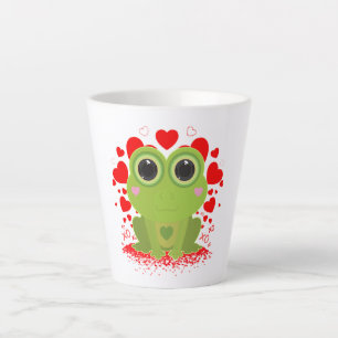 Schattige Kawaii Kikker Hartjes XOXO Gezellige Lie Latte Mok