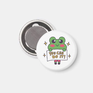 Schattige Kawaii Kikker “Je Kunt Het!” Motiverende Magneet