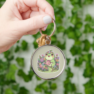 Schattige Kawaii Kikker Tuinieren Bloemenkrans Sle Sleutelhanger
