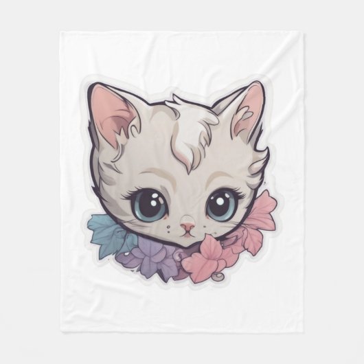 Schattige Kawaii Kitten 1 Fleece Deken (Voorkant)