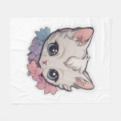 Schattige Kawaii Kitten 1 Fleece Deken (Voorkant (Horizontaal))