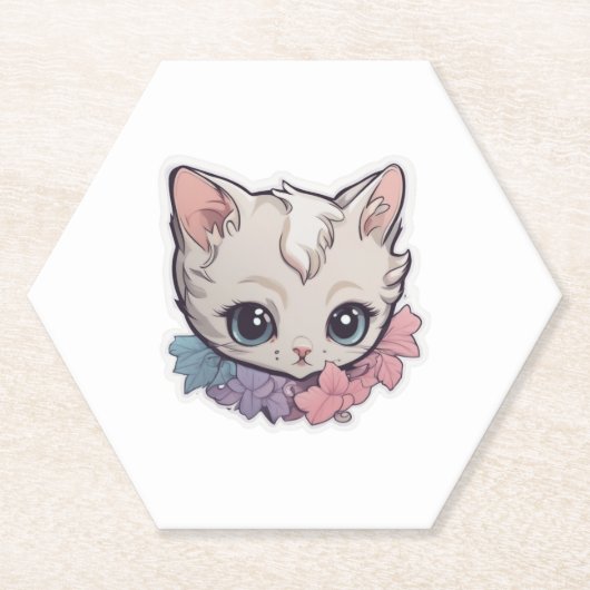 Schattige Kawaii Kitten 1 Kartonnen Onderzetters (Voorkant)