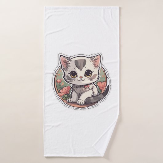 Schattige Kawaii Kitten Badhanddoek (Badhanddoek)