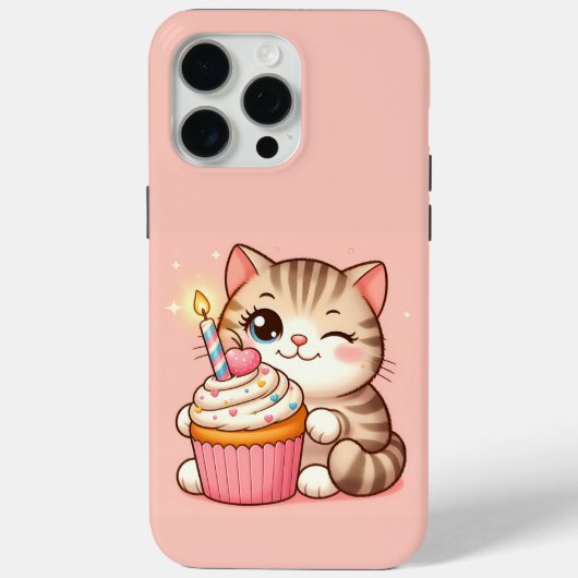 Schattige Kawaii kitten met cupcake Case-Mate iPhone Case (Achterkant)