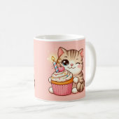 Schattige Kawaii kitten met cupcake Koffiemok (Voorkant rechts)