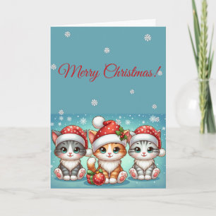 Schattige Kawaii Kittens in Kerstmannen Hoeden Win Kaart