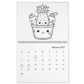 Schattige Kawaii Kleurkalender Kalender (Feb 2027)
