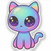 Schattige Kawaii kleurrijke Galaxy Cat Sticker (Voorkant)