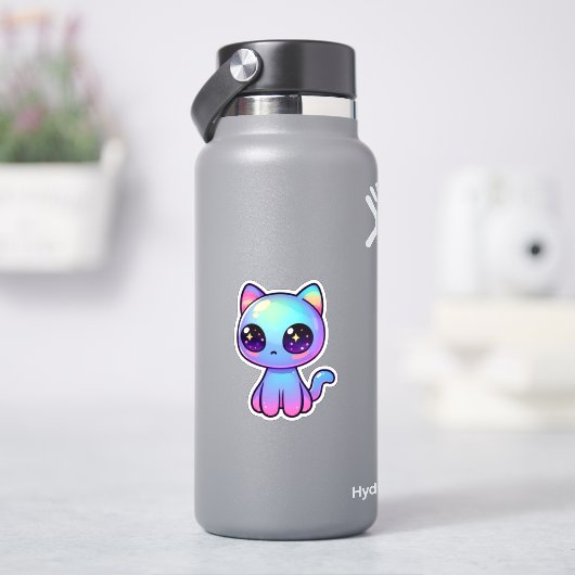 Schattige Kawaii kleurrijke Galaxy Cat Sticker (HydroFlask)