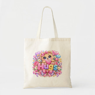 Schattige Kawaii Knuffels Teddybeer Pastel Roze Bl Tote Bag