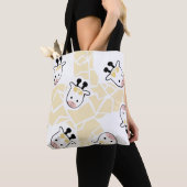 Schattige Kawaii Koe Canvas tas – Pasteldier Boerd (Dichtbij)