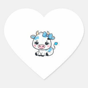 Schattige Kawaii Koe met Cherry en Bow Design Hart Sticker