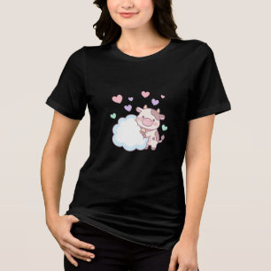Schattige Kawaii Koe omhelst een wolk met harten Z Tri-Blend Shirt