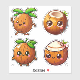 schattige kawaii kokosnoten sticker