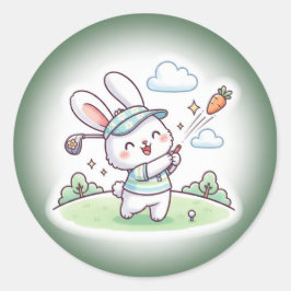 Schattige Kawaii Konijn Golfer Sport Ronde Sticker