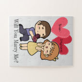 Schattige Kawaii koppel huwelijksaanzoek Legpuzzel (Horizontaal)