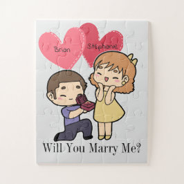 Schattige Kawaii koppel huwelijksaanzoek Legpuzzel