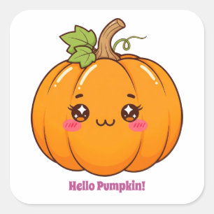 Schattige Kawaii Lachende Pompoen Cartoon Vierkante Sticker