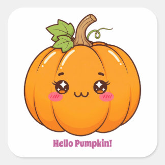 Schattige Kawaii Lachende Pompoen Cartoon Vierkante Sticker