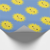 Schattige Kawaii Lachende Zon Cadeaupapier (Hoek)