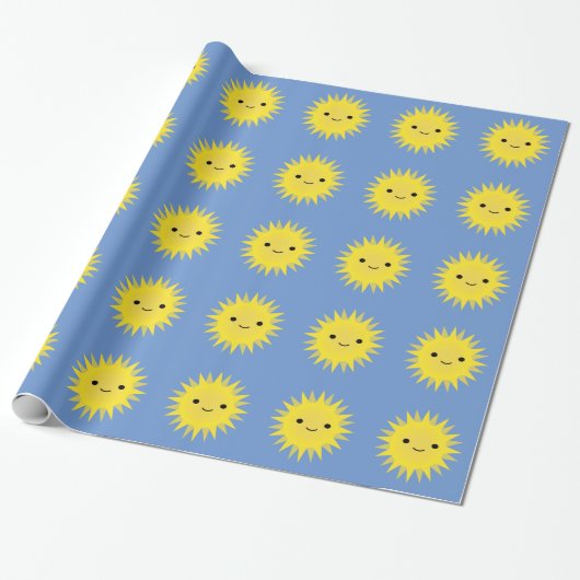 Schattige Kawaii Lachende Zon Cadeaupapier (Uitgerold)