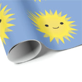 Schattige Kawaii Lachende Zon Cadeaupapier (Rol Hoek)