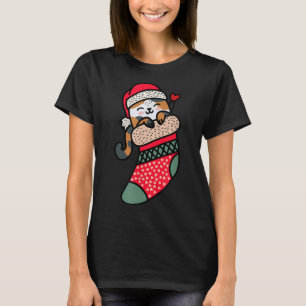 Schattige Kawaii Lapjeskat in Kerstsok T-shirt