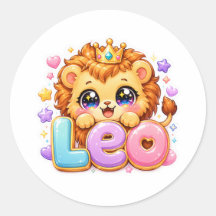 Schattige Kawaii Leeuw Leeuw Naam Pastel Roze Kroo