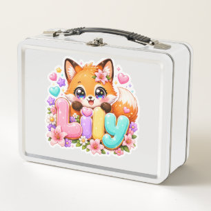 Schattige Kawaii Lily Fox Naam Pastel Roze Bloemig