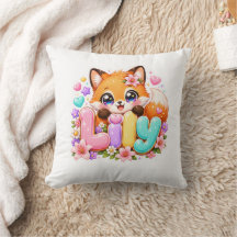 Schattige Kawaii Lily Fox Naam Pastel Roze Bloemig