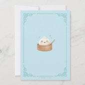 Schattige Kawaii Little Dumpling Bun Blue 1st Birt Kaart (Achterkant)