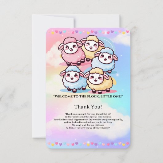 Schattige Kawaii Little Lamb Baby shower Bedankkaart (Voorkant)
