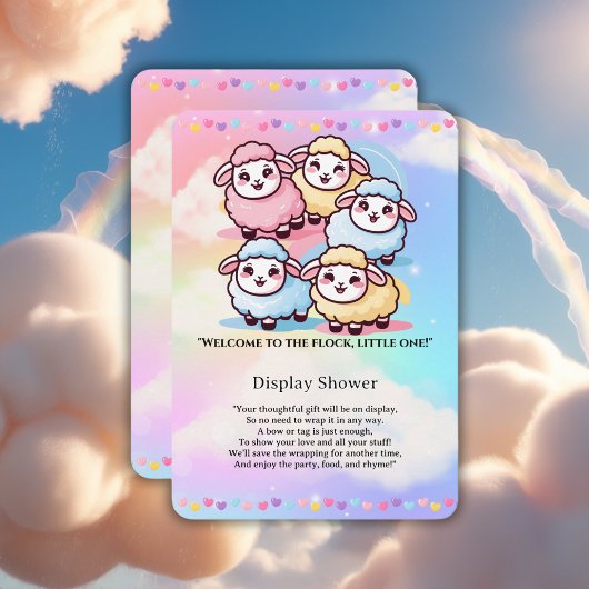 Schattige Kawaii Little Lamb Baby shower Informatiekaartje