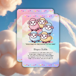 Schattige Kawaii Little Lamb Baby shower Informatiekaartje
