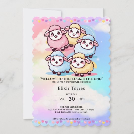 Schattige Kawaii Little Lamb Baby shower Kaart (Voorkant)