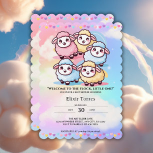 Schattige Kawaii Little Lamb Baby shower Kaart