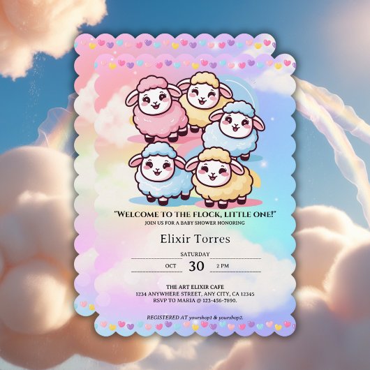 Schattige Kawaii Little Lamb Baby shower Kaart