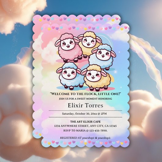 Schattige Kawaii Little Lamb Baby shower Kaart