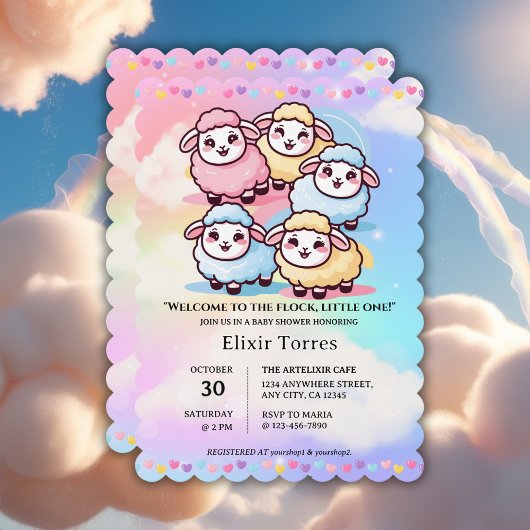 Schattige Kawaii Little Lamb Baby shower Kaart
