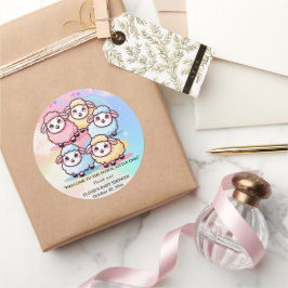 Schattige Kawaii Little Lamb Baby shower Ronde Sticker
