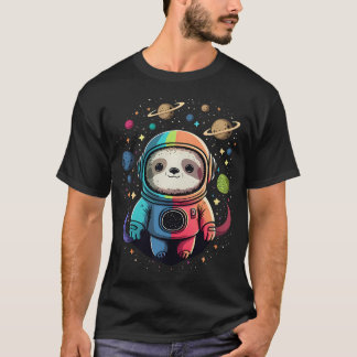 Schattige Kawaii Luiaard Astronaut In De Kosmische T-shirt