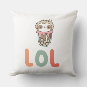 Schattige Kawaii Luiaard Bubble Tea LOL Kussen