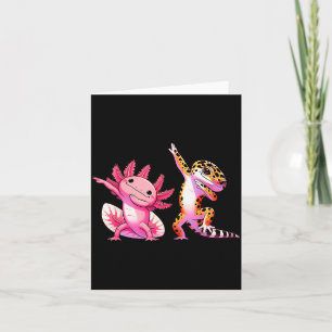 Schattige Kawaii Luipaardgekko Dabbing Axolotl Vri Kaart