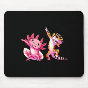 Schattige Kawaii Luipaardgekko Dabbing Axolotl Vri Muismat