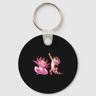Schattige Kawaii Luipaardgekko Dabbing Axolotl Vri Sleutelhanger