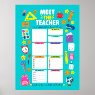 Schattige Kawaii Maak kennis met de leraar Poster