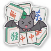 Schattige Kawaii Mahjong Bat Gamer Sticker (Voorkant)