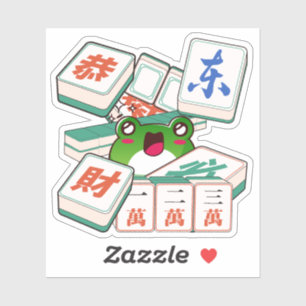 Schattige Kawaii Mahjong Kikker Gamer Sticker