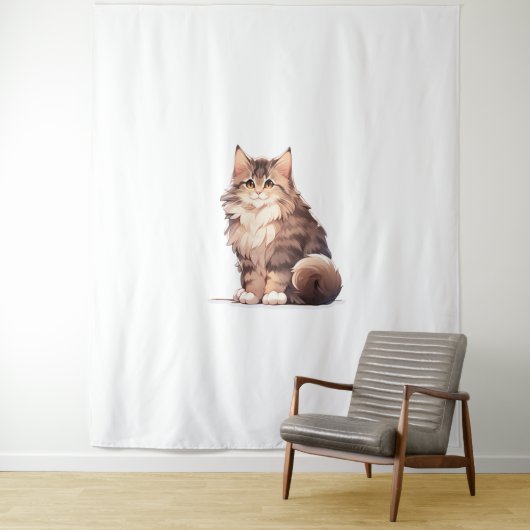 Schattige Kawaii Maine Coon Big Cat Wandkleed (In situ)